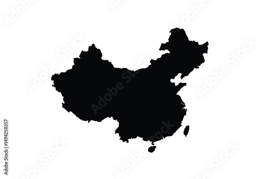China silhouette. This image shows the black silhouette of the China map, emphasizing its geographical shape and borders. Vector clipart illustration design.