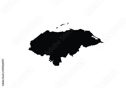 Honduras silhouette. This image shows the black silhouette of Honduras map, highlighting its geographical shape and borders. Vector clipart illustration design.
