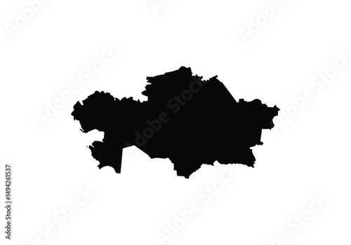 Kazakhstan silhouette. This image shows the black silhouette of the Kazakhstan map, highlighting its geographical shape and borders. Vector clipart illustration design.
