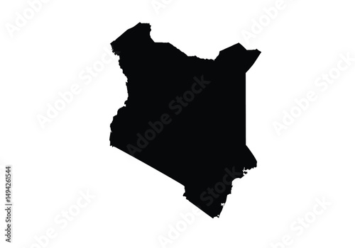 Kenya silhouette. This image shows the black silhouette of the Kenya map, highlighting its geographical shape and borders. Vector clipart illustration design.