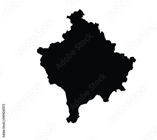 Kosovo silhouette. This image shows the black silhouette of the Kosovo map, highlighting its geographical shape and borders. Vector clipart illustration design.