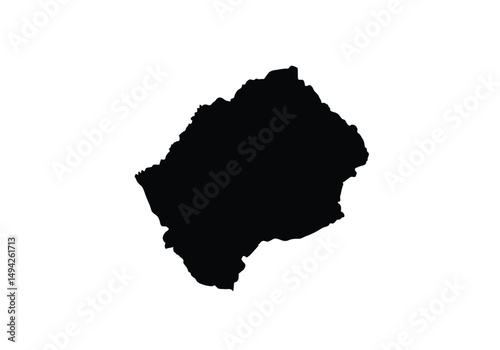 Lesotho silhouette. This image shows the black silhouette of Lesotho map, highlighting its geographical shape and borders. Vector clipart illustration design.