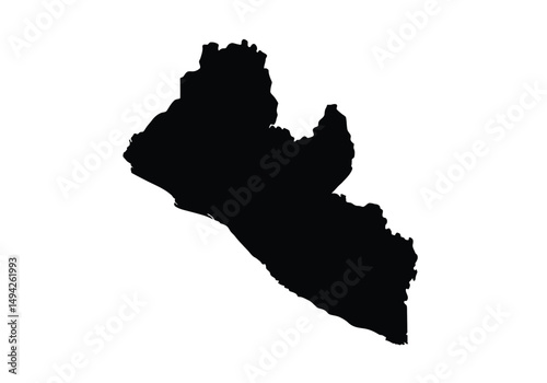 Liberia silhouette. This image shows the black silhouette of Liberia map, highlighting its geographical shape and borders. Vector clipart illustration design.