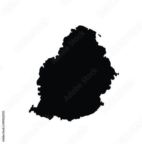 Mauritius silhouette. This image shows the black silhouette of Mauritius map, highlighting its geographical shape and borders. Vector clipart illustration design.