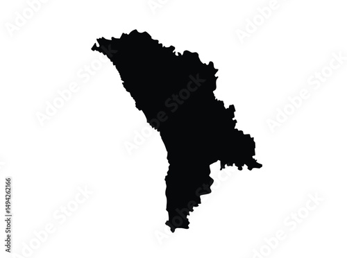Moldova silhouette. This image shows the black silhouette of the Moldova map, highlighting its geographical shape and borders. Vector clipart illustration design.