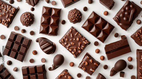 seamless chocolate pattern on white background with clipping path included