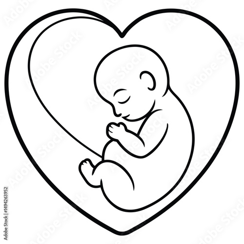Unborn Baby in Protective Heart Design Symbolic Prenatal Image