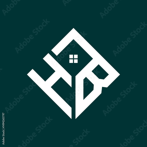 logo design letter h and b building, roof design, window, building,
construction,contractor,repair, repair services