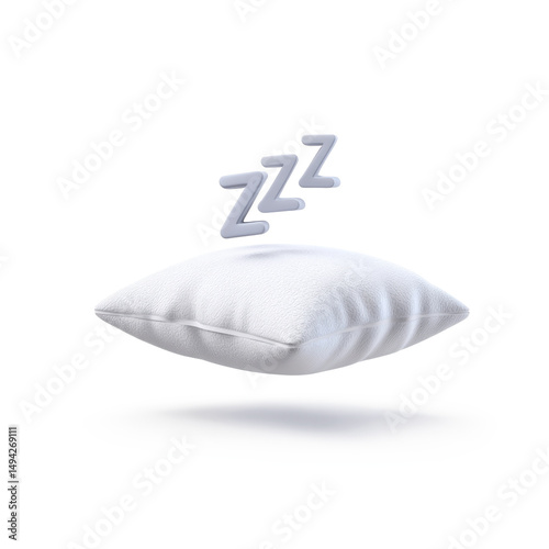 Soft White Pillow with ZZZ Text for Comfortable Sleep and Relaxation