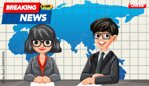 Animated News Broadcast Illustration