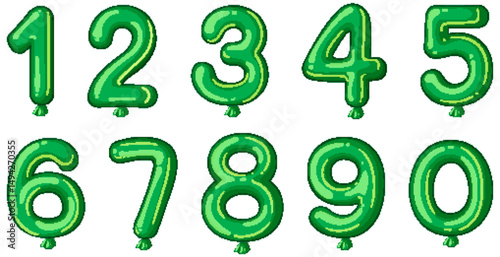 Green Number Balloons Vector Illustration