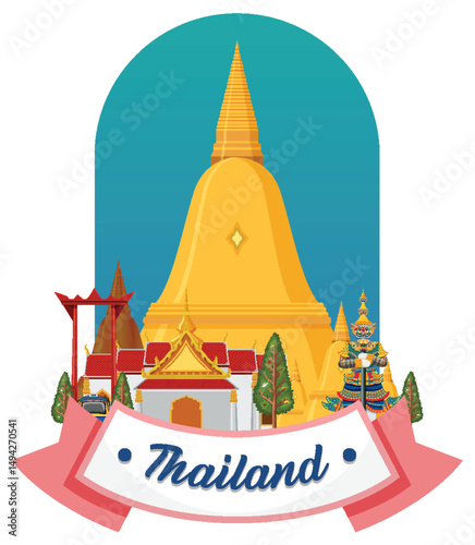 Colorful Thai Landmark Vector Illustration