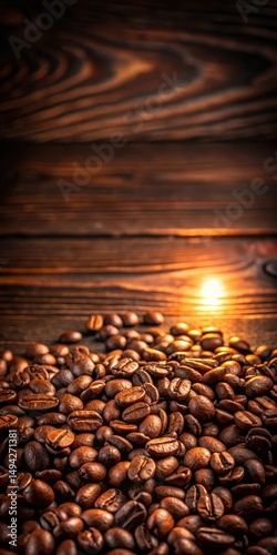 Roasted coffee beans in a placer