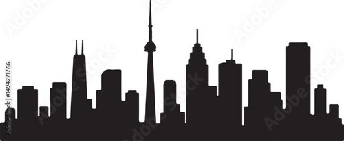City skyline silhouette design vector art illustration isolated on transparent background.