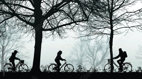 Cycling silhouette people