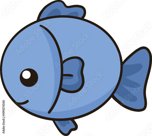 Cute cartoon blue fish clip art