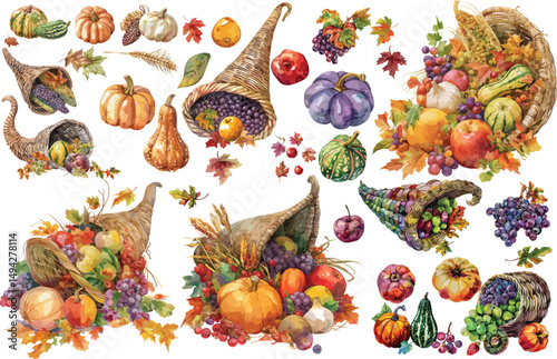 cornucopia watercolor clipart