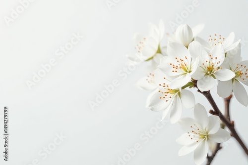 Delicate white blossoms against a pure white backdrop , white flowers, texture