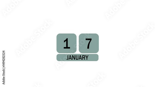 A calendar from January 16th to January 17th on a white background, marking the passing of time and the start of a new day. photo