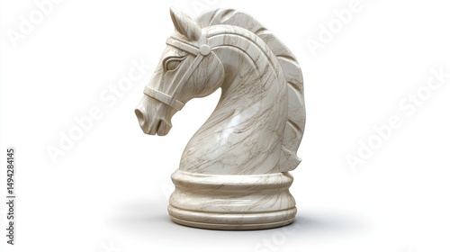 Wallpaper Mural A pristine, light beige chess knight piece, detailed with a bridle, presented in a studio shot against a pure white background Torontodigital.ca