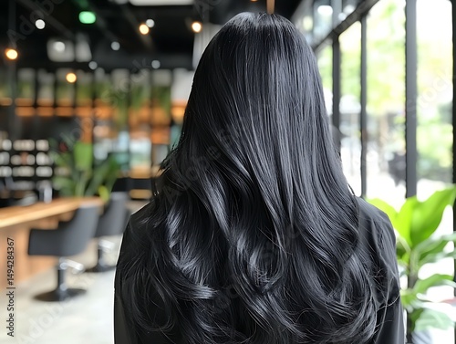 Woman's lustrous black hair