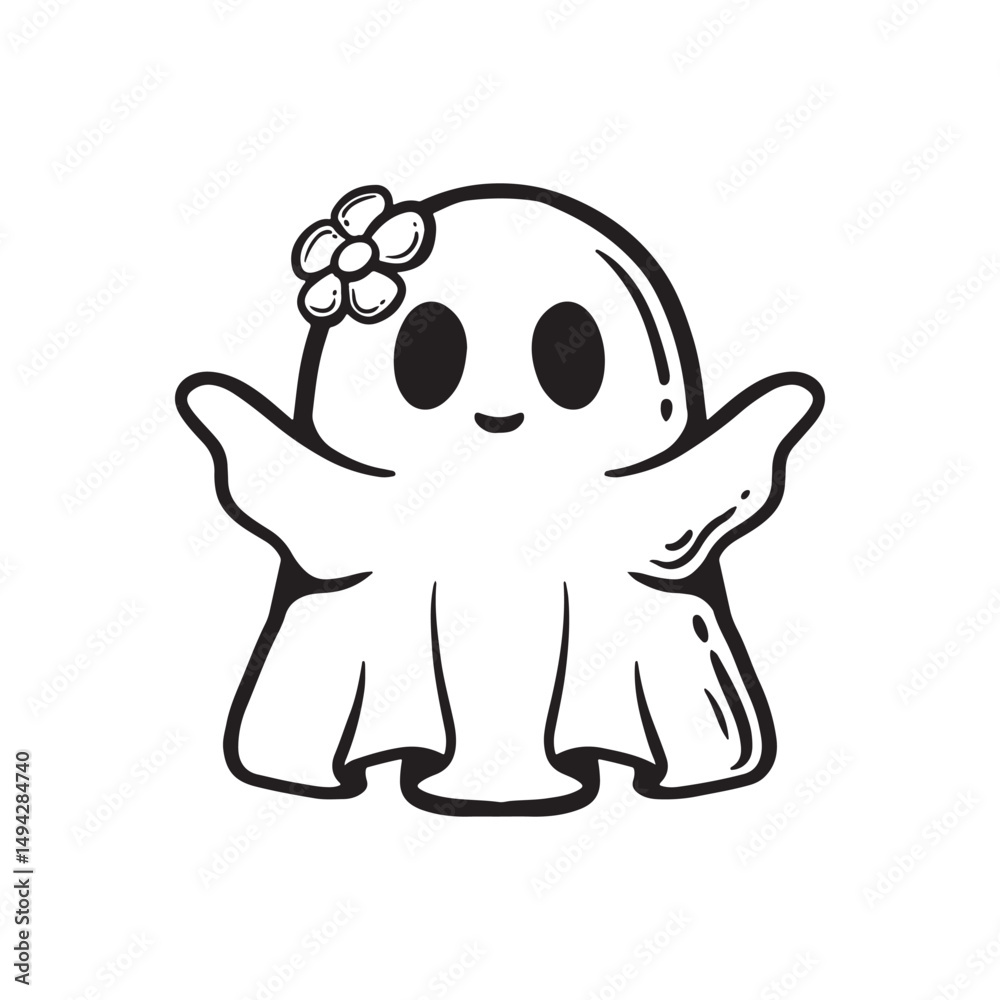 Fototapeta premium illustration art cute ghost sticker design