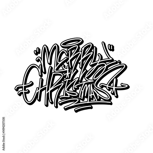 Merry Christmas greetings in graffiti style