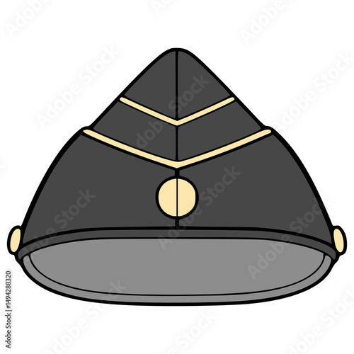 garrison cap military duty force flat color vector illustration template design