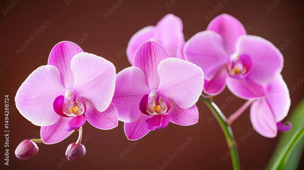 Obraz premium Elegant Orchid Flowers on Deep Velvet Background with Rich Color Contrast