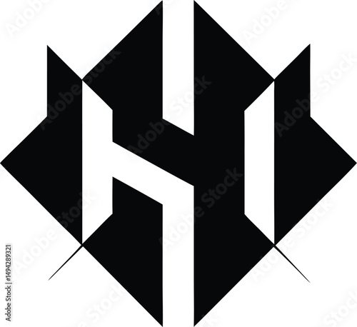 Abstract H Icon Geometric Tech Visuals Study in Modernity