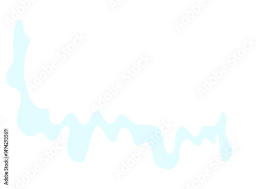 Pale Blue Irregular Blot: Abstract Liquid Trail on White.