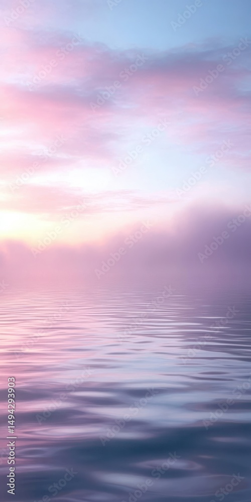 Obraz premium Serene ocean sunset background with pink clouds