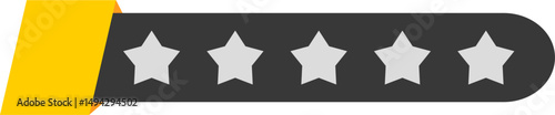 Five Star Rating Graphic with Rounded Edges and Yellow Tab.