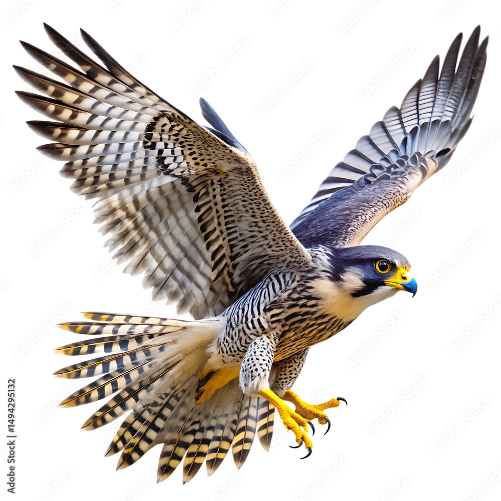Obraz premium flying falcon bird on white background