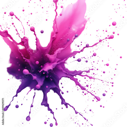 Splatter of pink and purple paint on black isolated on transparent background.png white backgroundparent background