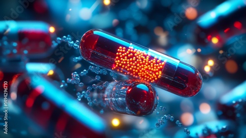 Close Up of Bioactive Peptide Supplements in Capsule Form