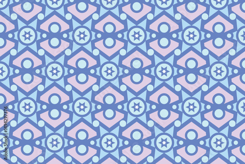 vector geometric seamless pattern cute with blue waves illustration textile, abstract background