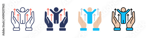 Empowerment Multi Style Icon Set Vector 