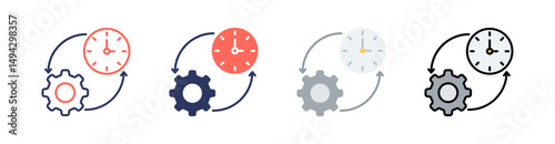 Time Management Multi Style Icon Set Vector 