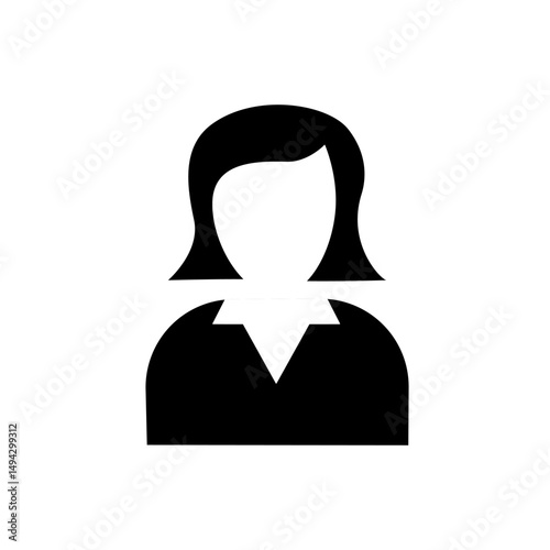 Woman user icon on white background.