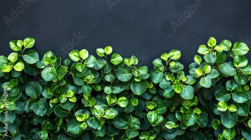 Realistic Photography of Lush Green Hedge with Dark Background for Creative Projects and Marketing Use