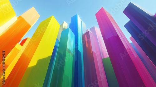 Wallpaper Mural Colorful Tall Structures Under Bright Sky with Vibrant Hue Display Torontodigital.ca