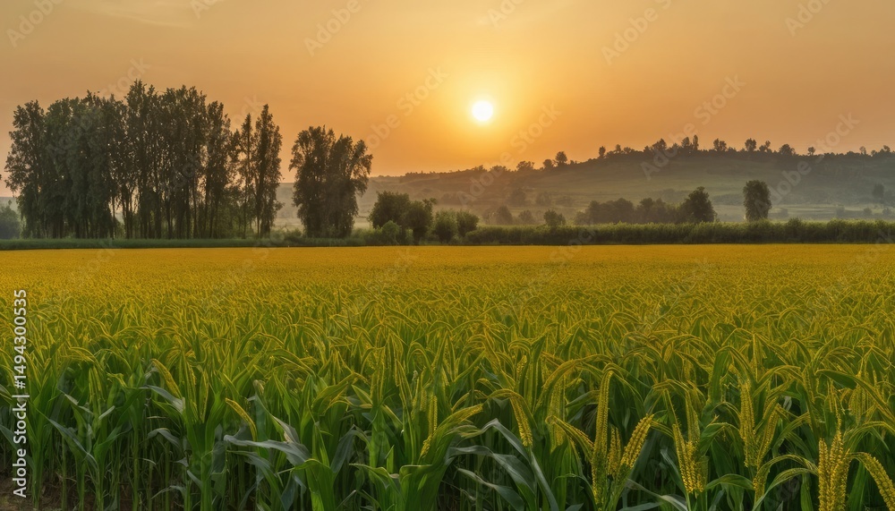 Obraz premium Golden Hour in the Millet Fields