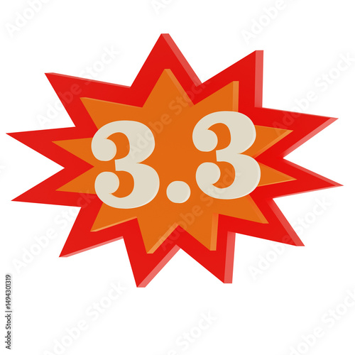 3.3 Sale Explosion Badge, Red and Orange Comic Style Discount Label