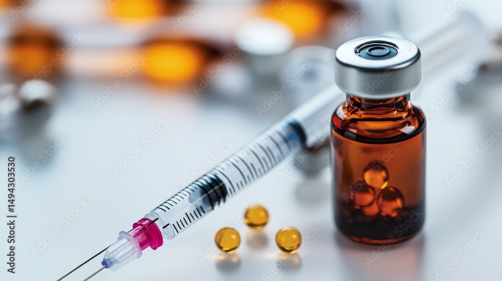 Close-Up of Methotrexate Vial and Syringe for Medical Use Close-Up of Methotrexate Vial and Syringe for Medical Use