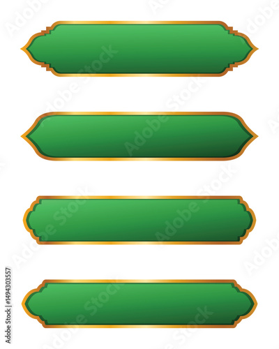 Collection of green and gold blank Islamic banners