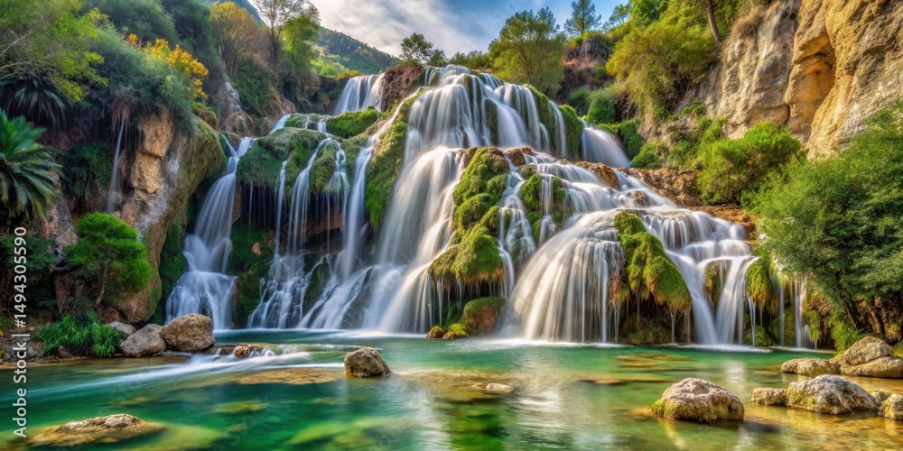 Obraz premium Cascade Waterfall in Fuentes de Algar , landscape