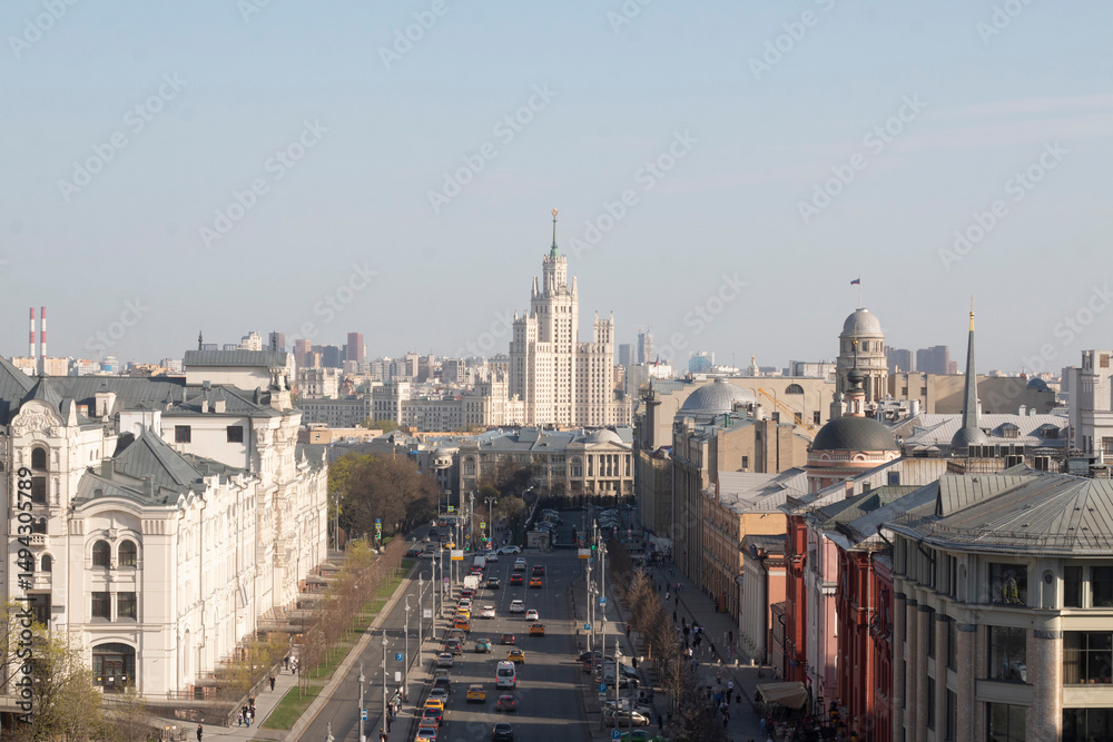 Naklejka premium View of Moscow in spring, central historical part of the city