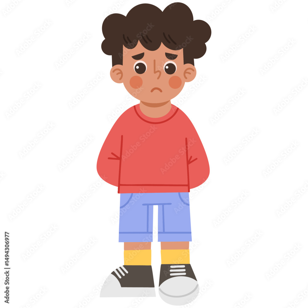 Illustration of a little boy feeling sad Illustration of a little boy feeling sad