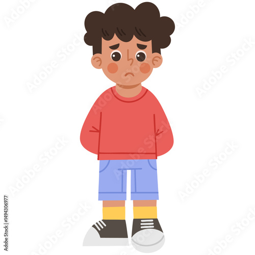 Illustration of a little boy feeling sad